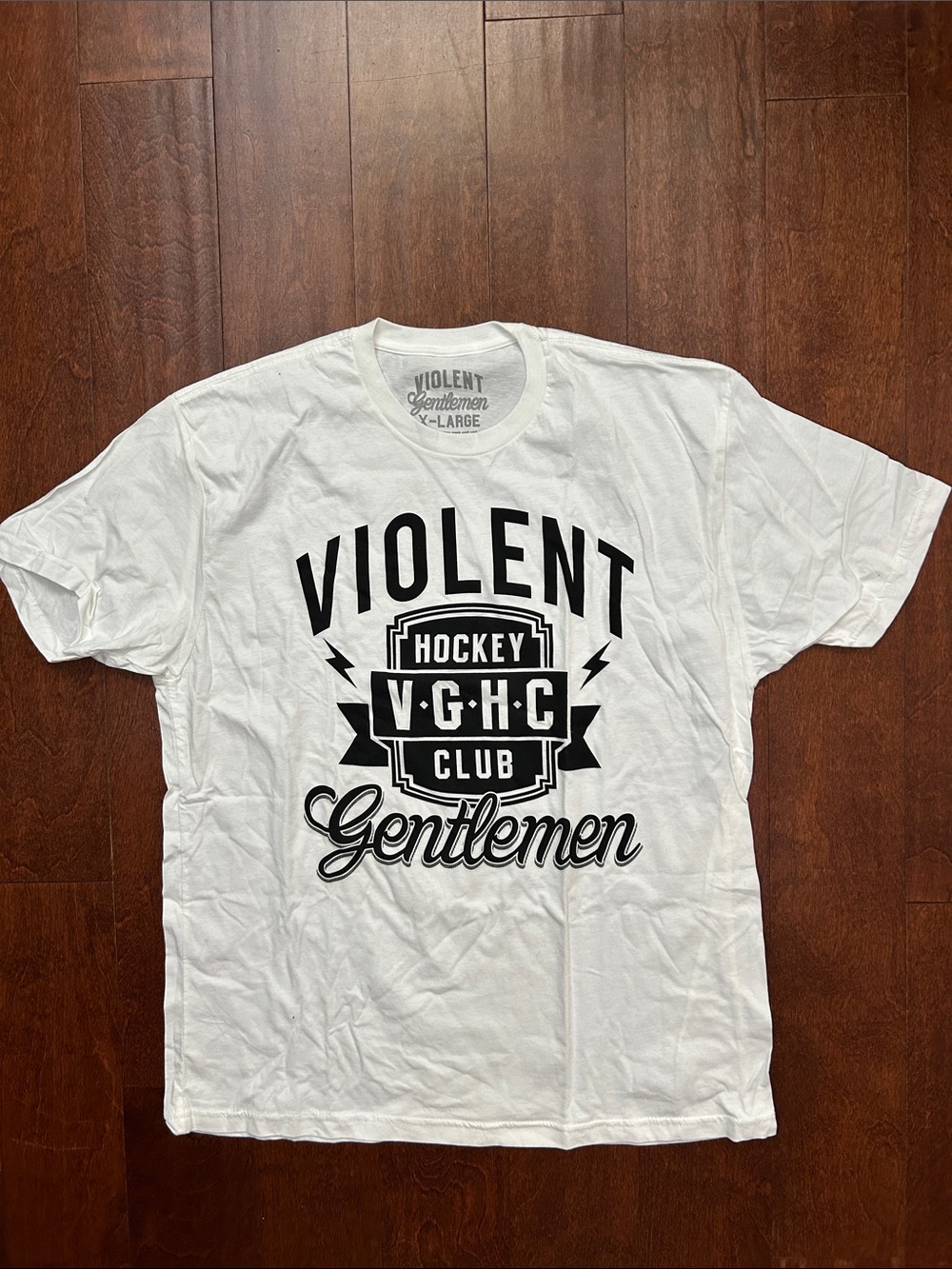 Violent Gentlemen White Graphic Tee, Size Large, NWOT